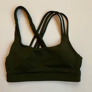 Athleta Strappy Sports Bra - Dark Green
